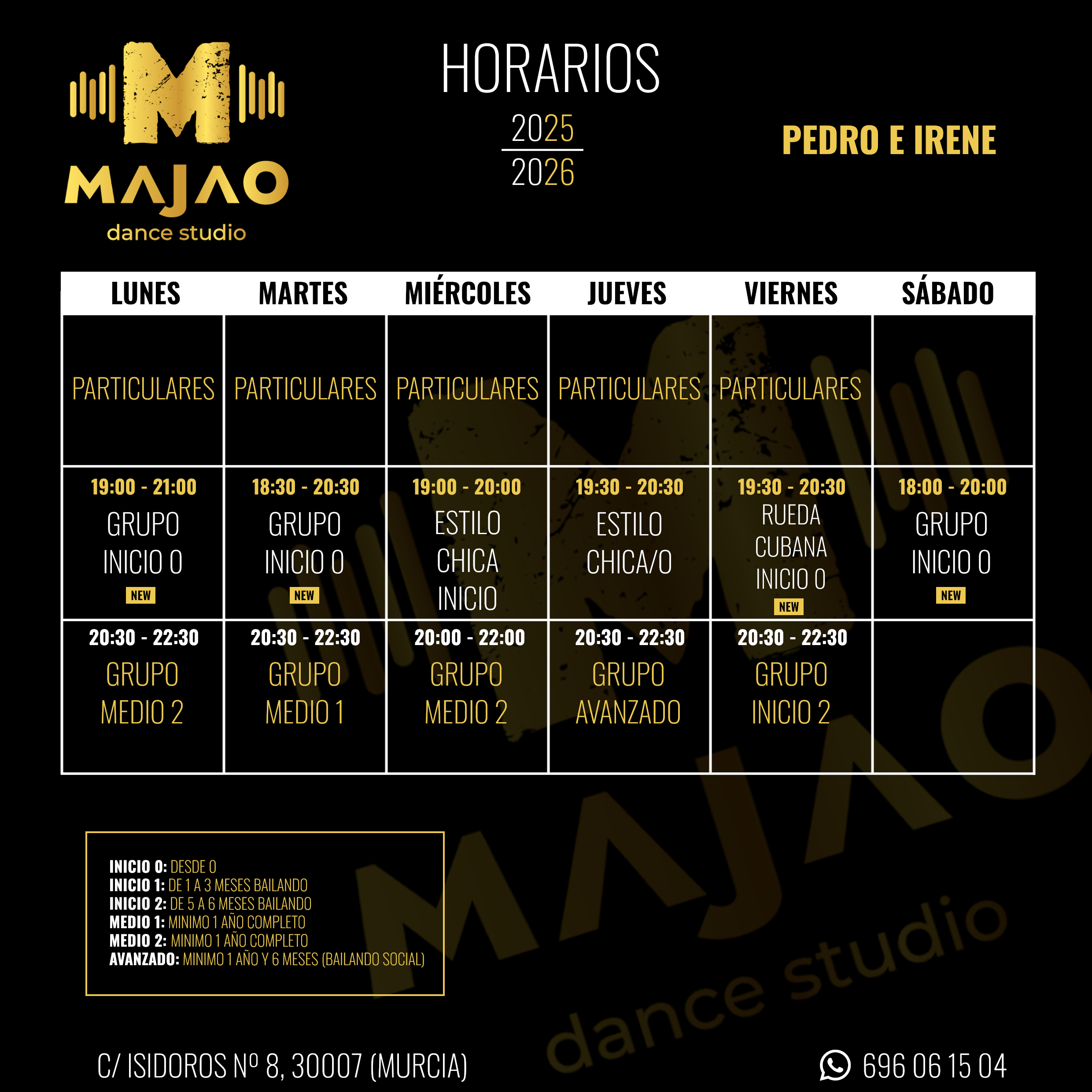 Horarios Majao Dance Studio 2025-2026